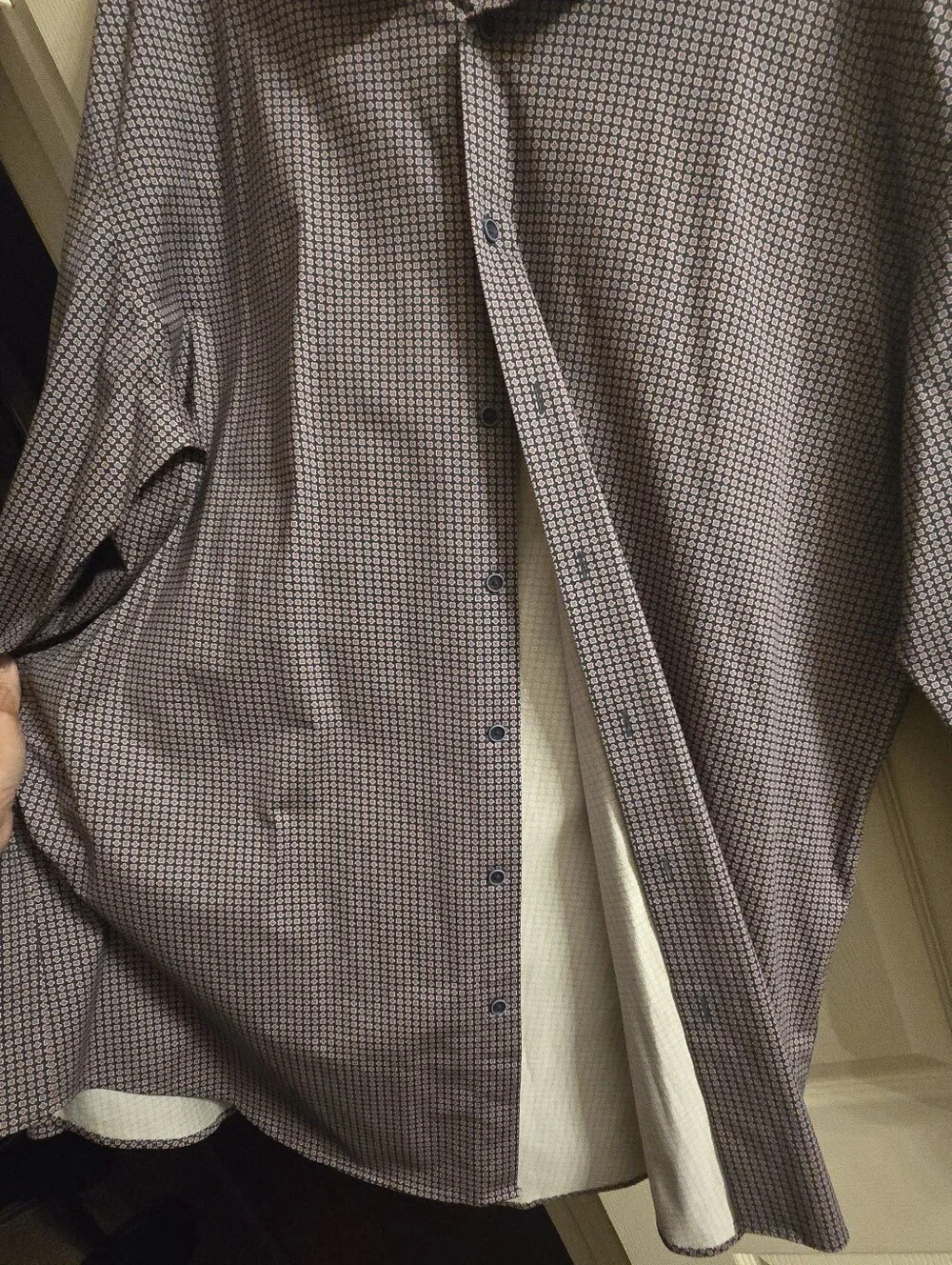 Bugatchi Men's Purple Micro-Check Dress Shirt